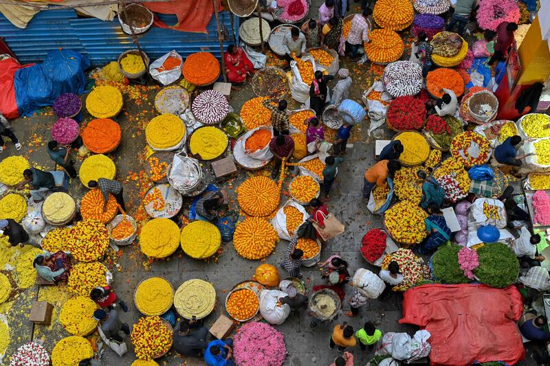 A flower market in Bangalore. AFP