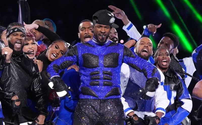 US singer-songwriter Usher performs during half-time show of NFL Super Bowl. AFP