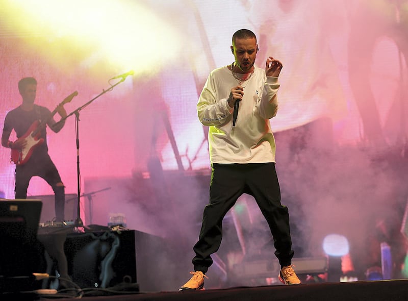 Dubai, March 30, 2018: One Direction's Liam Payne performs at the Global Village in Dubai. Satish Kumar for the National/ Story by Saeed Saeed