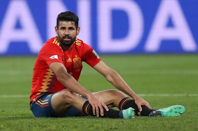 KALININGRAD, RUSSIA - JUNE 25:  Diego Costa of Spain reacts during the 2018 FIFA World Cup Russia group B match between Spain and Morocco at Kaliningrad Stadium on June 25, 2018 in Kaliningrad, Russia.  (Photo by Francois Nel/Getty Images)