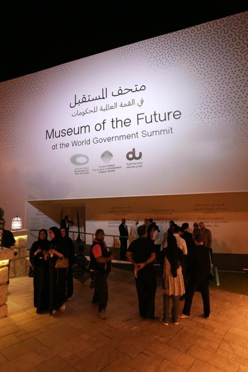 The entrance of the Museum of the Future at Madinat Jumeirah. Victor Besa for The National.