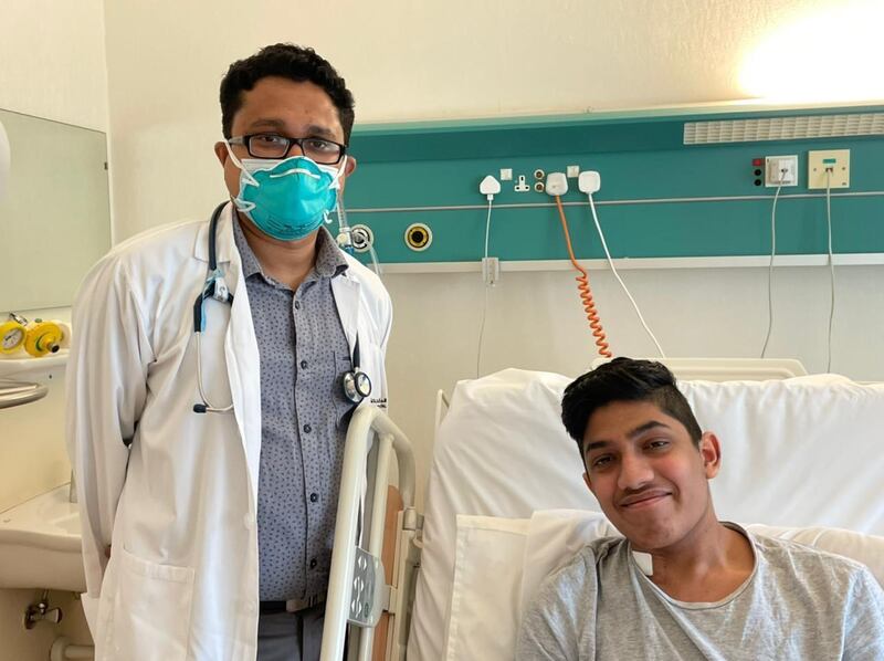 Keanne Alston, 17, suffered a severe asthma attack at his Dubai home in January. Courtesy: International Modern Hospital