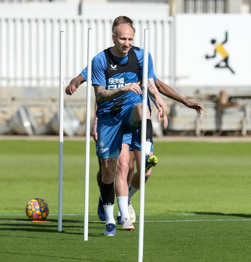 Jonjo Shelvey during training in Jeddah. 