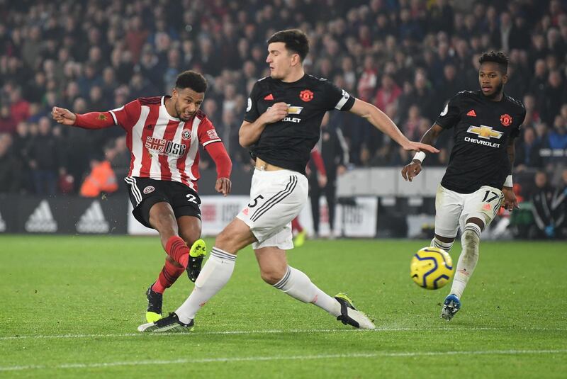 Lys Mousset of Sheffield United scores his sides second goal. Getty