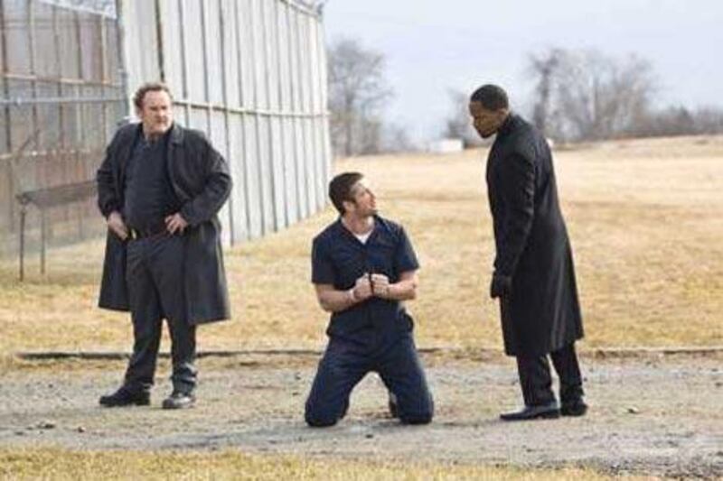 From left, Colm Meaney, Gerard Butler and Jamie Foxx in Law Abiding Citizen.