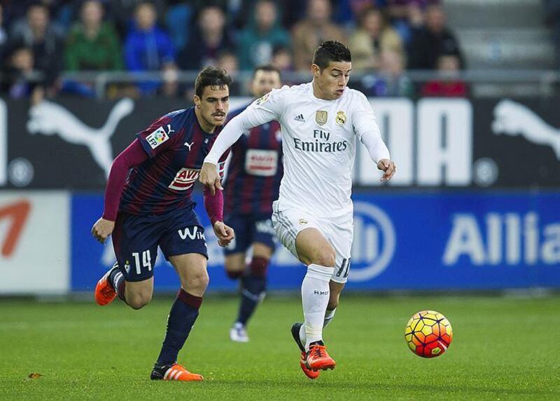 James Rodriguez came back from injury to play in the game against Eibar in their Primera Liga match on Sunday, November 29, 2015. Juan Serrano / Getty Images