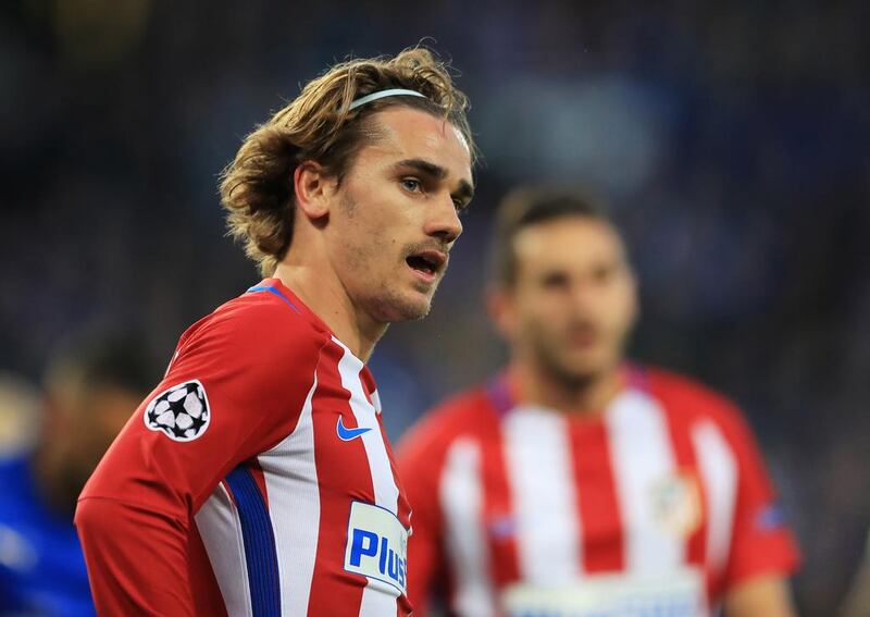 LEICESTER, ENGLAND - APRIL 18: Antoine Griezmann of Atletico Madrid looks on during the UEFA Champions League Quarter Final second leg match between Leicester City and Club Atletico de Madrid at The King Power Stadium on April 18, 2017 in Leicester, United Kingdom.  (Photo by Richard Heathcote/Getty Images)
