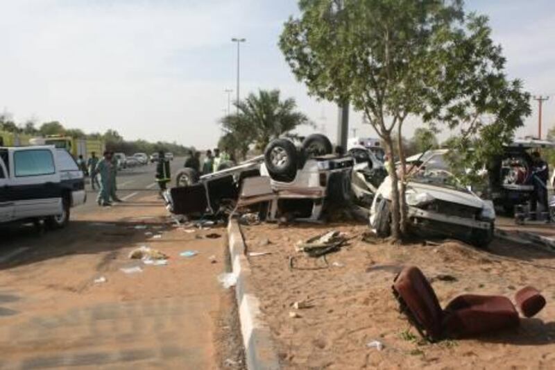 May 23, 2011- Car crash in Al Ain near Bawadi Mall.  An  Emirati Man his ten year old son and his five year old daughter were killed.
Courtesy Abu Dhabi Police 