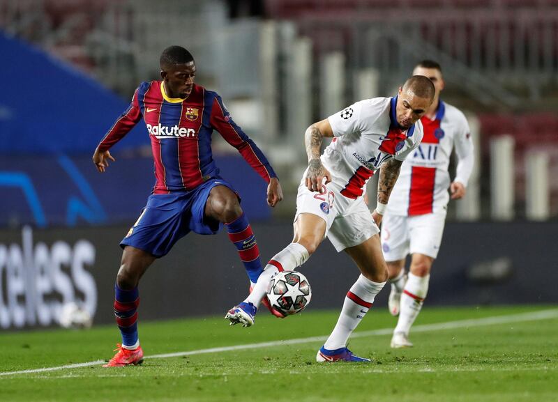 Ousmane Dembele, 5 - Feeble 28th minute shot should have made it 2-0, but the ball trickled towards Navas. Exciting when he got the ball on the right, but PSG’s defence were so well organised to blunt him. A poor showing against his compatriots. EPA