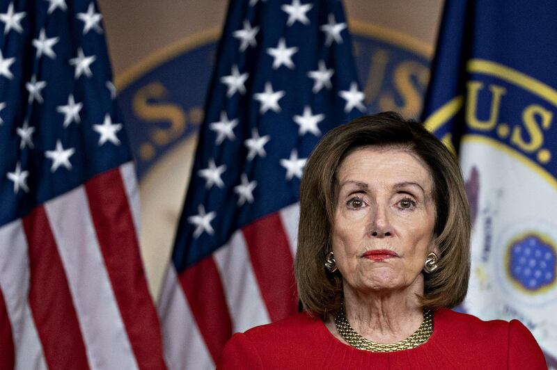 U.S. House Speaker Nancy Pelosi, a Democrat from California, pauses while speaking during a news conference on Capitol Hill in Washington, D.C., U.S., on Thursday, Dec. 19, 2019. Pelosi's carefully scripted impeachment of Donald Trump took an unexpected turn an hour after she banged the gavel Wednesday night, as she opened the door to stalling a Senate trial on whether the president should be removed from office. Photographer: Andrew Harrer/Bloomberg