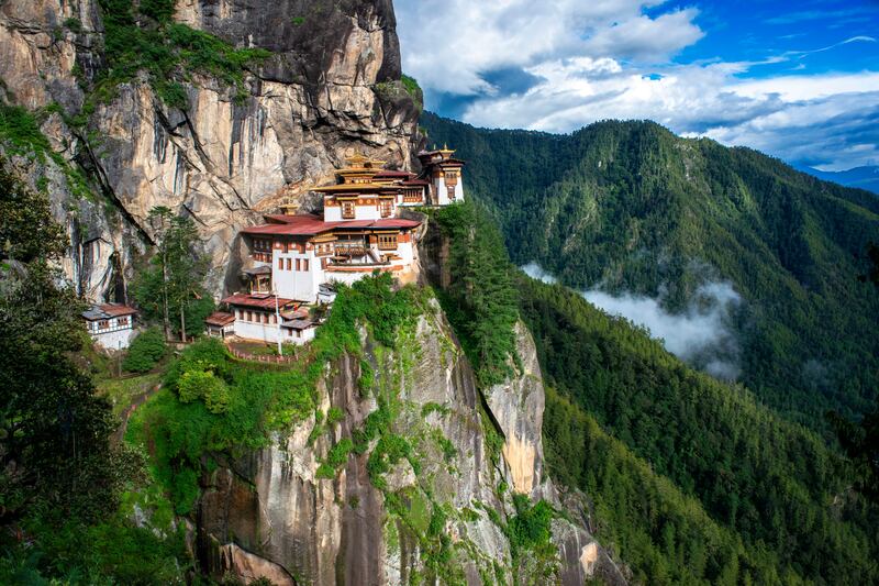 Paro Taktsang or Taktsang Palphug Monastery and the Tiger's Nest is a prominent Himalayan Buddhist sacred site, on the cliffside of the upper Paro valley in Bhutan. Universal Images Group via Getty Images