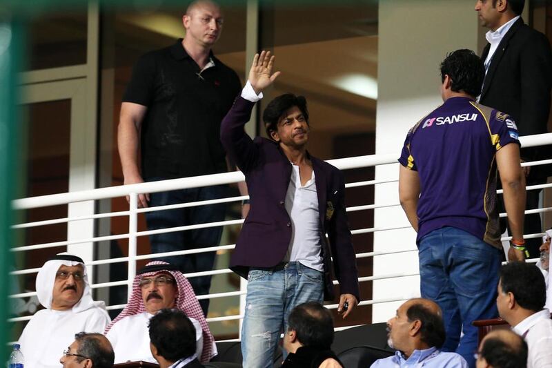 The presence of Bollywood stars was going to be inevitable, especially this man. Shah Rukh Khan is not only India's biggest film star, he is also the part-owner of the Knight Riders franchise. Pawan Singh / The National