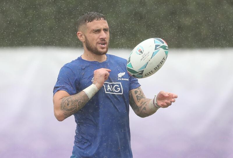 All Blacks' TJ Perenara, like others, had to contend with inclement weather. Reuters
