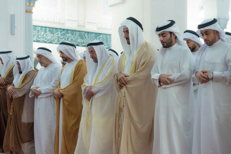 Sheikh Abdullah bin Salem Al Qasimi, Deputy Ruler of Sharjah, and Sheikh Sultan bin Ahmed Al Qasimi, Deputy Ruler of Sharjah, also offered prayers along with several sheikhs, senior officials, citizens and residents
