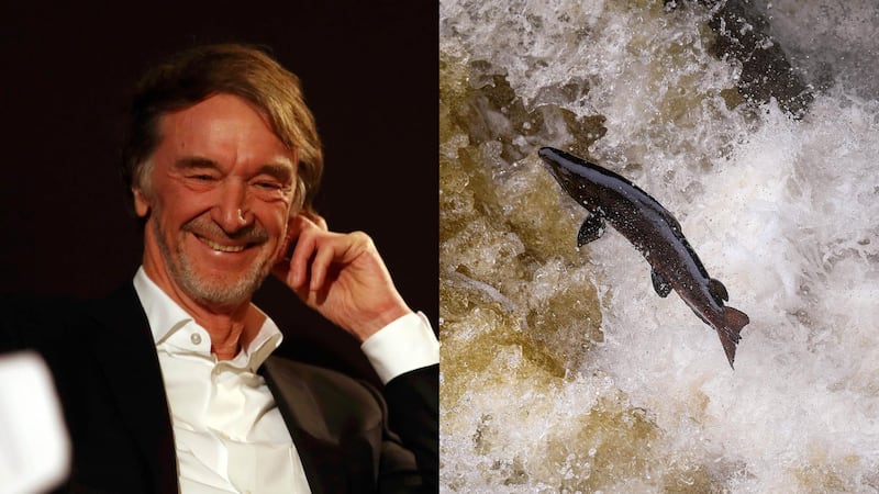 LONDON, ENGLAND - FEBRUARY 10: INEOS Founder and Chairman Sir Jim Ratcliffe (L) reacts during a press conference regarding INEOS and Mercedes future partnership at The Royal Automobile Club on February 10, 2020 in London, England. (Photo by Bryn Lennon/Getty Images)


BUCHANTY, SCOTLAND - OCTOBER 22: Migrating salmon are seen leaping at Buchanty Spout on the River Tay in Perthshire on October 22, 2020 in Buchanty, Scotland. The salmon are returning upstream from the sea where they have spent between two and four winters feeding, with many covering huge distances to return to the fresh waters to spawn. (Photo by Jeff J Mitchell/Getty Images)