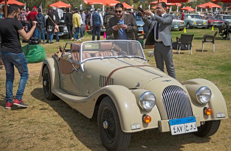 A classic Morgan Roadster is on display at the 7th Cairo Classic Meet in Cairo, Egypt.  EPA