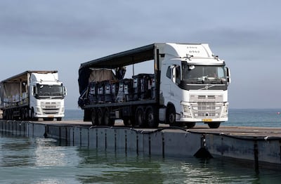 Experts say Gaza needs about 600 lorries of aid a day. AP