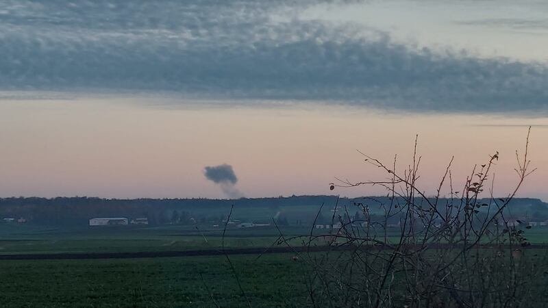 Smoke rises in the village of Przewodow, near Poland's border with Ukraine, where two people were killed by an explosion apparently caused by a missile. Reuters
