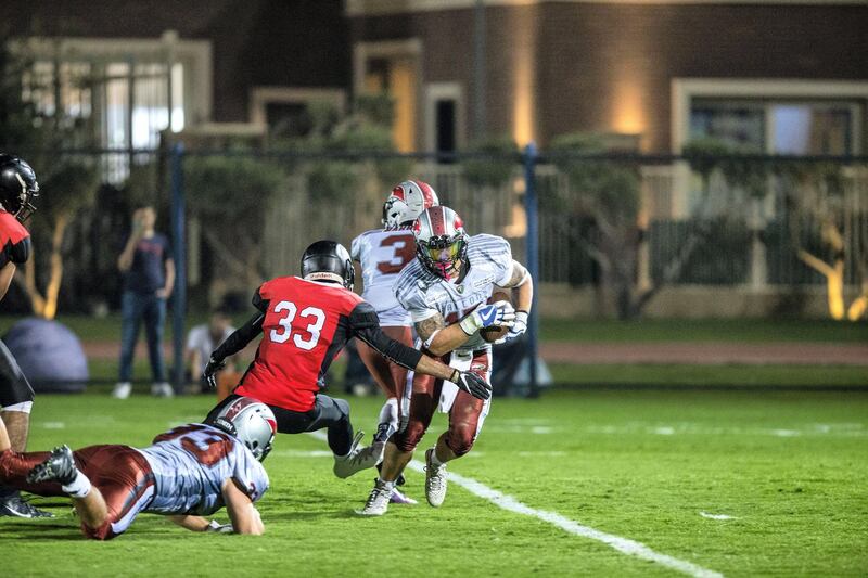 American football match in Egypt between the the Egyptian Federation of American Football and the Emirates American Football League of the UAE. All photos by Ahmed Hendawy for The National 