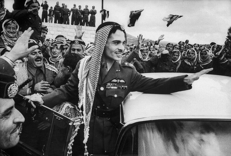 King Hussein Ibn Taltal (C) greeting his subjects.  (Photo by Frank Scherschel/The LIFE Picture Collection/Getty Images)
