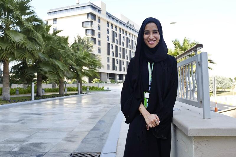 Amna Al Zaabi, a volunteer at the Abu Dhabi Grand Prix. Razan Alzayani / The National