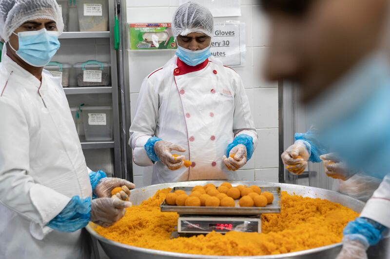 Inside the Bikanervala Sweet Factory in Dubai Investment Park that is preparing for the Diwali rush on Indian Sweets.
Antonie Robertson/The National
