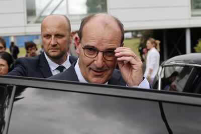 French Prime minister Jean Castex leaves after a visit of the production site of French foundry group for analog/mixed-signal semiconductor applications X-FAB in Le Coudray-Montceau, south of Paris, on July 4, 2020, a day after he was appointed France's Prime minister by French President. / AFP / Thomas COEX
