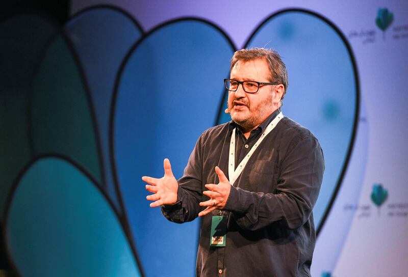 Abu Dhabi, United Arab Emirates - Hay Festival director, Peter Florence speaks during the opening ceremony of the Hay Festival in Manarat, Al Saadiyat. Khushnum Bhandari for The National
