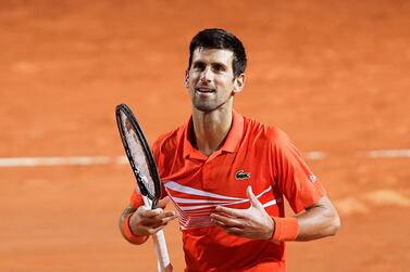 Novak Djokovic celebrates after winning his semi-final match against Argentina's Diego Schwartzman 6-3, 6-7 (2/7), 6-3. Giuseppe Maffia / Reuters