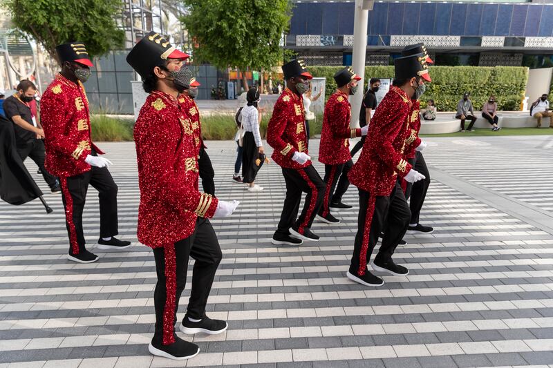 Festive dancers at the world's fair.