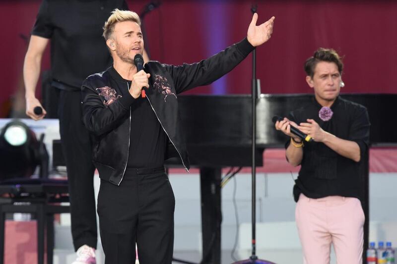Gary Barlow and Mark Owen of Take That. Dave Hogan / Getty Images