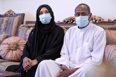 Abdullahi Rodhile was the first patient to recover from Covid-19 using stem cell therapy. His sister Zainab watched over him. Victor Besa / The National 
