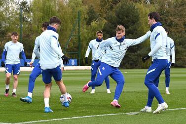 Timo Werner trains with the Chelsea squad. Getty