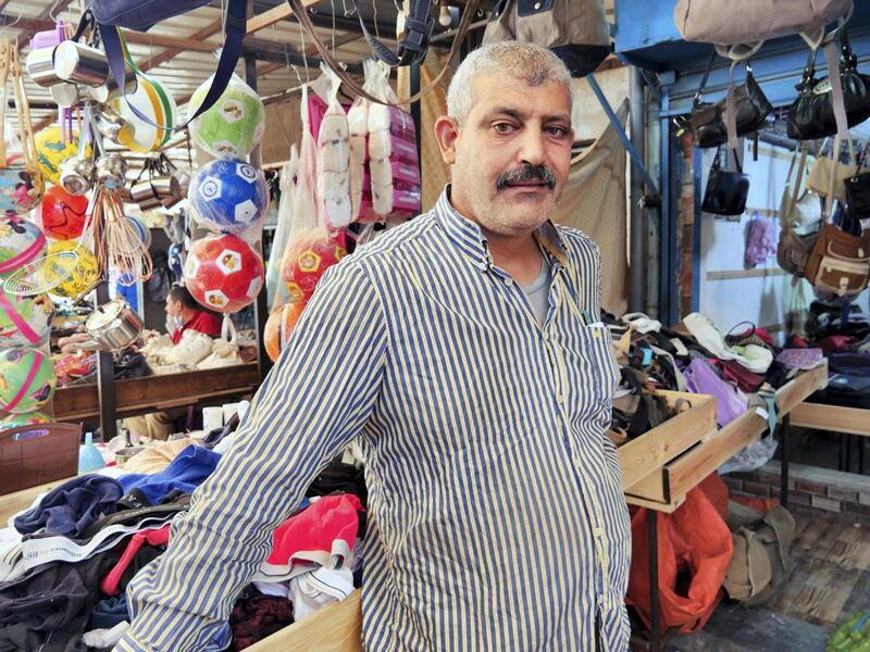 Pictured: Vendor, Nidal Al Hassan, 50, who runs a business in a market in Zarqa said as well as the police campaigns to arrest wanted criminals, changes need to be made to the law to ensure they are given tough sentences. 
19/10/2020
Photographer: Charlie Faulkner