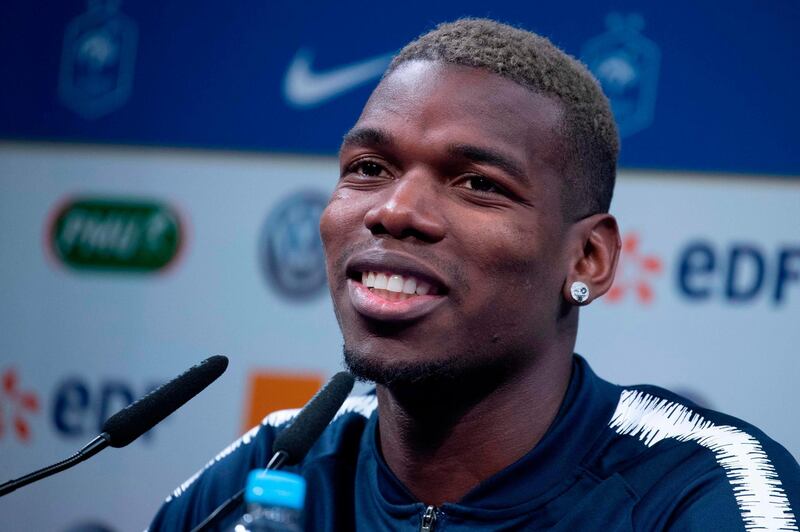 France's midfielder Paul Pogba attends a press conference in Clairefontaine-en-Yvelines, southwest of Paris, on March 20, 2019, as his team prepares for the upcoming Euro 2020 Group H qualification football matches against Moldova and Iceland.  / AFP / Thomas SAMSON
