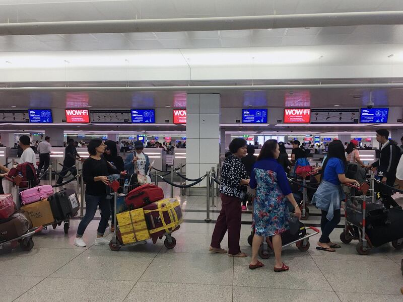 DUBAI, UNITED ARAB EMIRATES - AUGUST 14, 2018. 

Today, a total of 101 Filipino nationals will fly out of Dubai via Philippine Airlines.

The Philippine Consulate has booked a one-way tickets (DXB-MNL) for the returning Filipinos. "Out of the 152 amnesty-seekers, 101 were given free tickets. The rest were not aware that we are providing them with free tickets. Some of them had their tickets booked a month before. Unfortunately, we cannot refund the fare due to restrictions in the Philippine government auditing rules," Cortes said.


(Photo by Reem Mohammed/The National)

Reporter: Patrick Ryan
Section:  NA