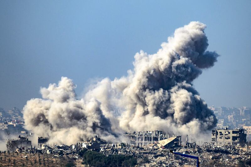 Smoke rises above Gaza following Israeli strikes. AFP
