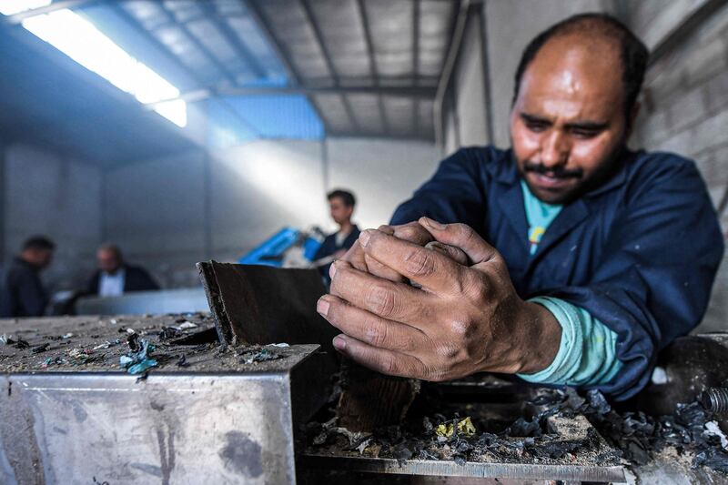 Plastic is shredded before being recycled