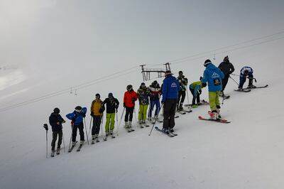Recruits line up for instruction in front of the army's now defunct ski lift, first installed in the 1950s. Finbar Anderson / The National