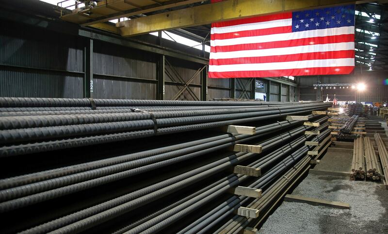 Steel rods are seen at the Gerdau Ameristeel mill in St Paul, Minnesota. AP