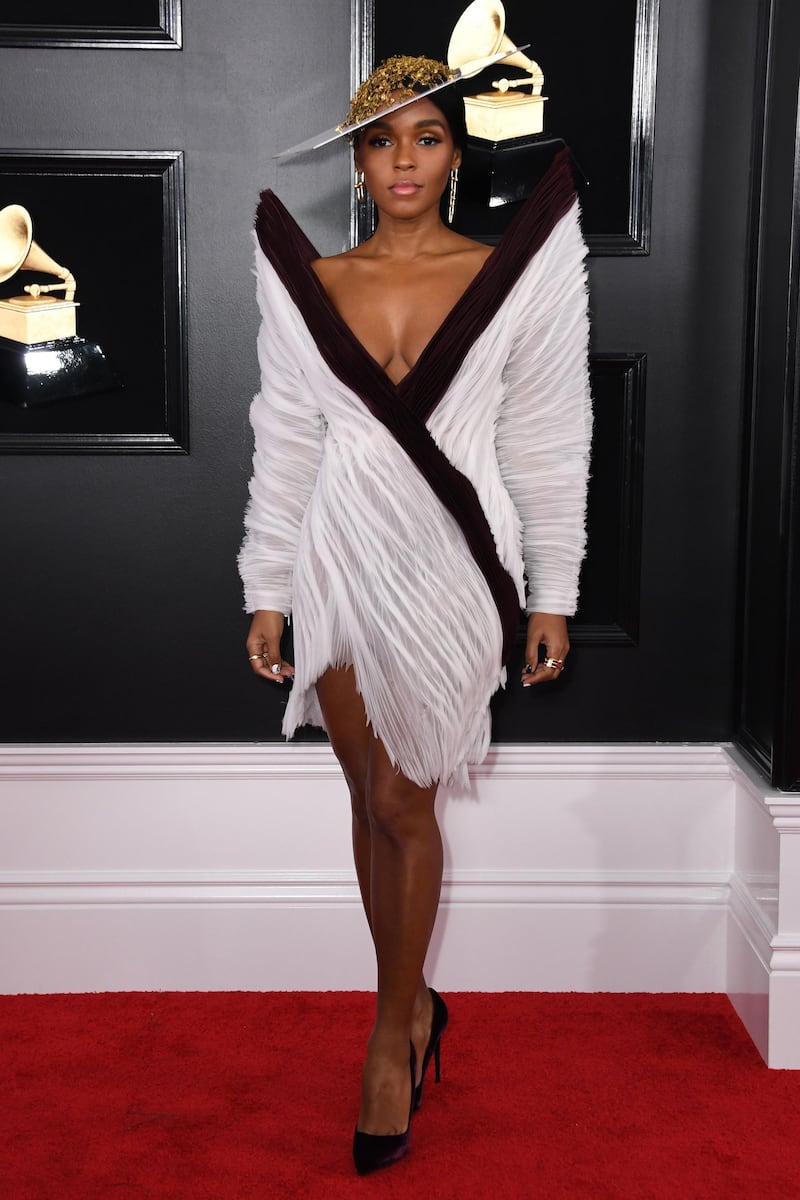 Monae arrives on the red carpet for the Grammy Awards 2019. AFP
