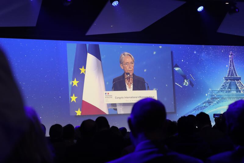 French Prime Minister Élisabeth Borne speaks at the International Astronautical Congress 2022 in Paris on September 18.