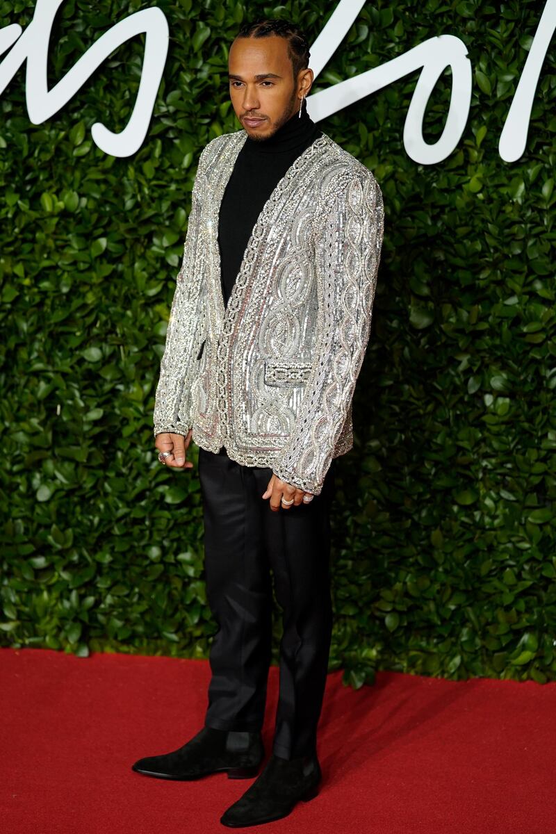 Lewis Hamilton arrives at the 2019 British Fashion Awards in London on December 2, 2019. EPA