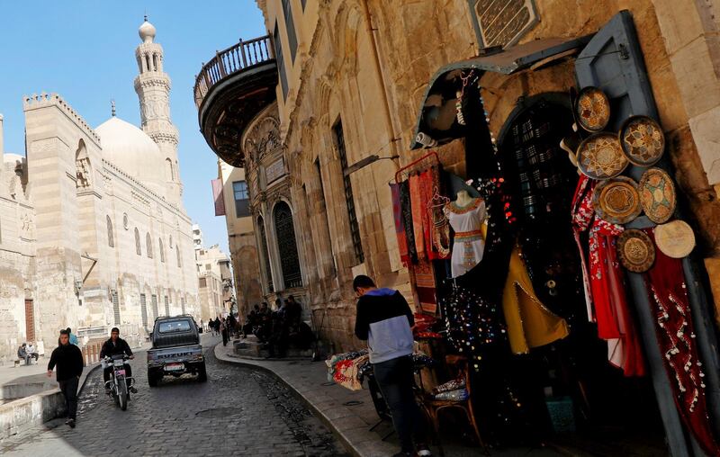 A general view of tourist market in front of mosques and Islamic schools at El Moez Ledin Allah El Fatmy Street, in old Islamic Cairo, Egypt December 4, 2018. REUTERS/Amr Abdallah Dalsh