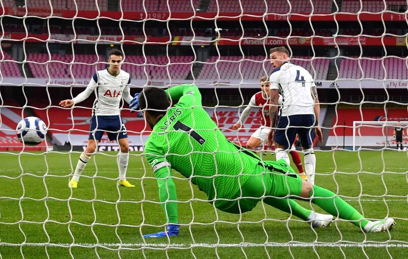 Arsenal's Martin Odegaard scores their side's first goal. PA