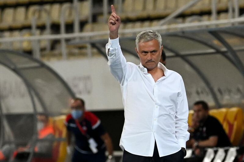 Tottenham Hotspur's manager Jose Mourinho during the Uefa Europa League third round qualifying match against Shkendija in Skopje. EPA
