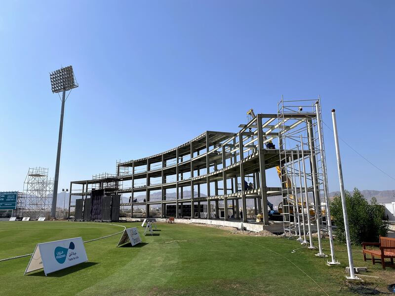 Construction work at the Oman Cricket Academy ground in Al Amerat. Paul Radley / The National