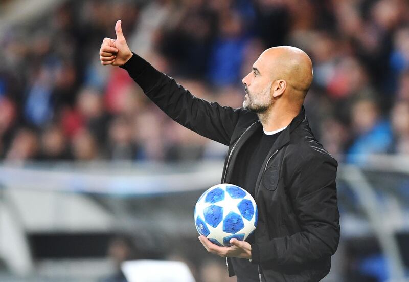 Manchester City's manager Pep Guardiola gestures. AFP