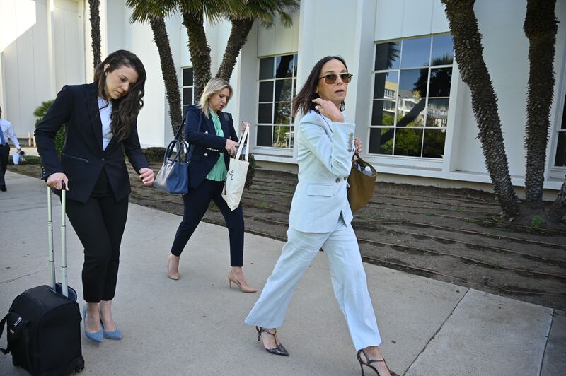 Defence lawyer Jennifer Bonjean with team members Haley Coolbaugh and Ashley Cohen. AFP