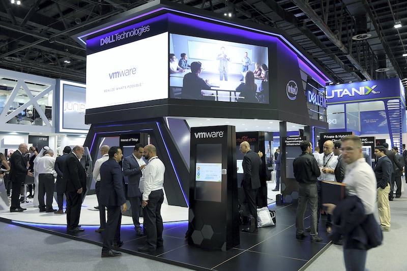 Dubai, 08, Oct, 2017 : Visitors browse the Dell stands  during the  37th Gitex Technology Week at the World Trade Centre in Dubai. Satish Kumar / For the National